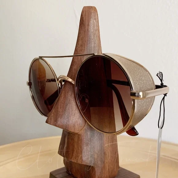 NWT Gold Steampunk Round Sunglasses | UV400 - Picture 4 of 7